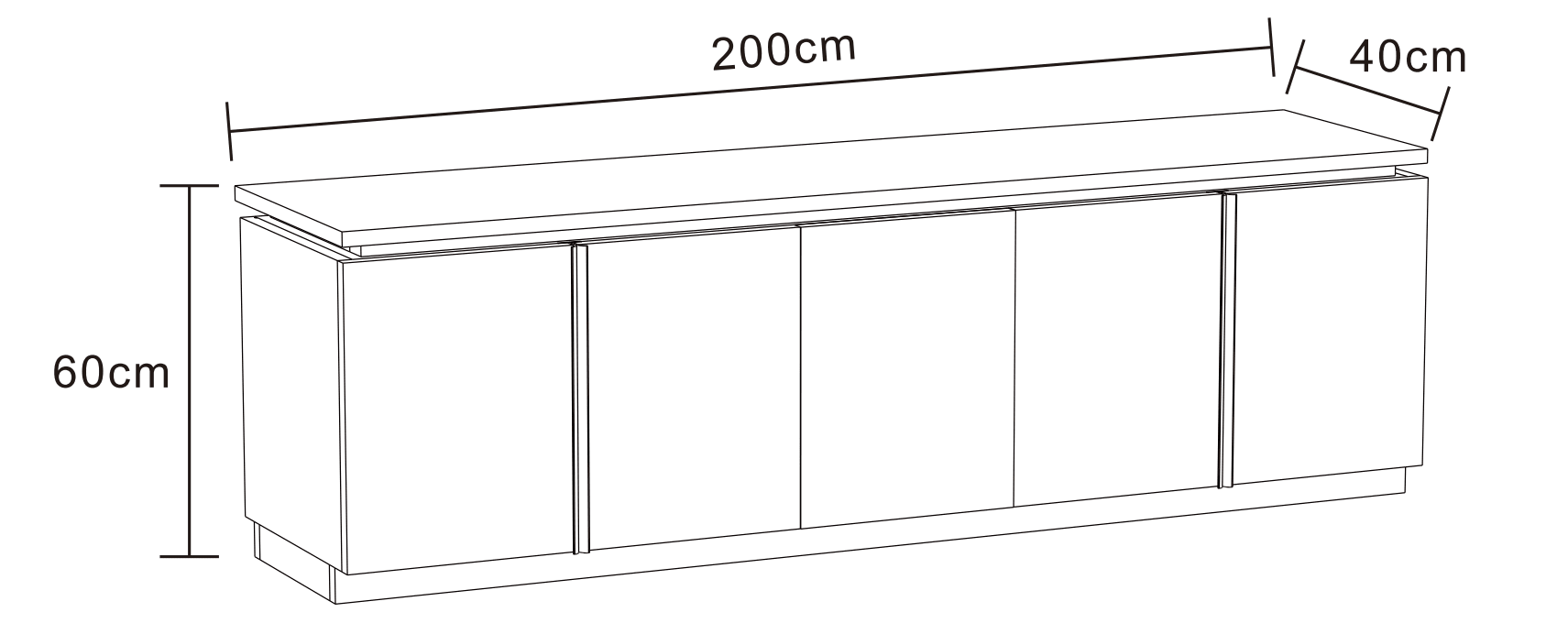 MEUBLE TV BAIETA MDF EFFET NOYER PLATEAU CERAMIQUE TRAVERTIN MAT 200CM - image 3