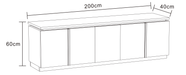 MEUBLE TV BAIETA MDF EFFET NOYER PLATEAU CERAMIQUE TRAVERTIN MAT 200CM - image 3