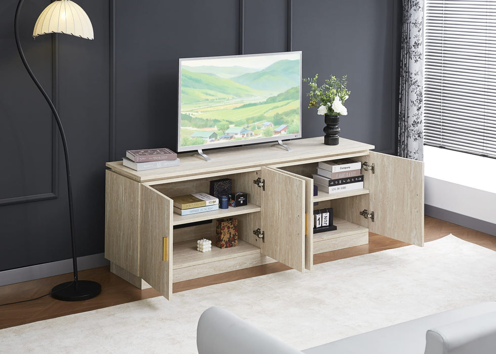 MEUBLE TV BAIETA MDF EFFET TRAVERTIN 160CM