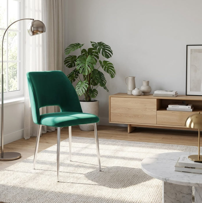 CHAISE AVA CHROME VELOURS VERT - image 1