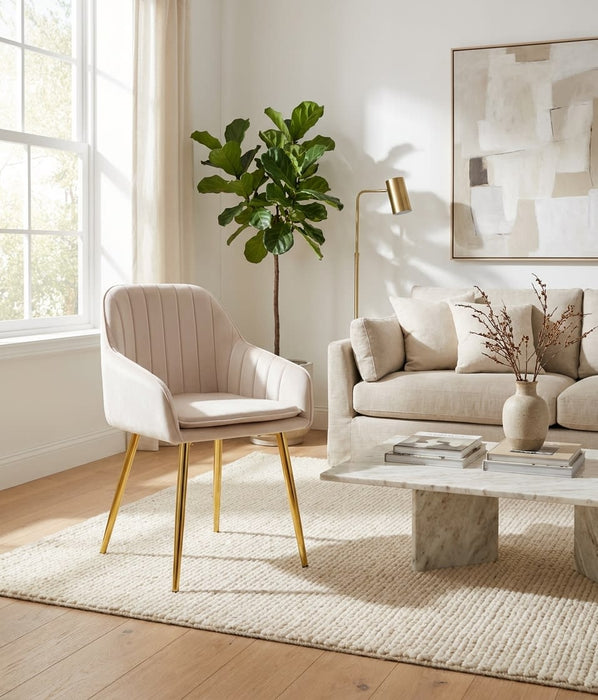 CHAISE PAMS PIEDS GOLD VELOURS BEIGE - image 4