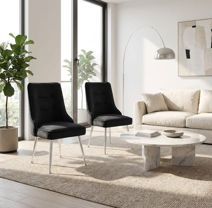 Lot de 2 chaises luxury ZIP en velours pieds chromés - image 1