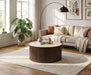TABLE BASSE GIGOGNE TOFFEE EFFET NOYER PLATEAU CERAMIQUE SHAKESPEARE GRIS D80cm - image 3
