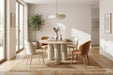 TABLE REPAS ANAÏS PIEDS BEIGE PLATEAU CERAM TRAVERTIN 120CM - image 2
