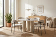 TABLE REPAS ANAÏS PIEDS BEIGE PLATEAU CERAMIQUE MARBRE GRIS 120CM - image 3