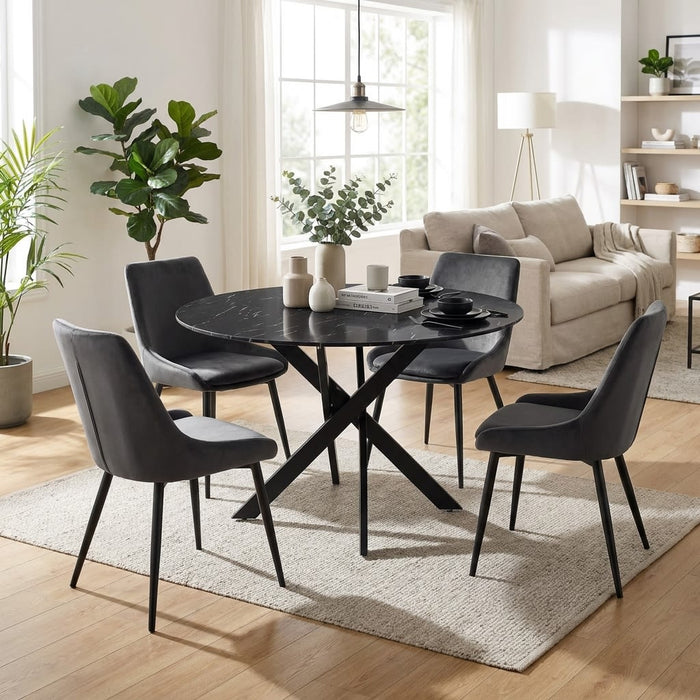 TABLE REPAS JESSICA METAL NOIR MARBRE NOIR 120X75CM - image 1