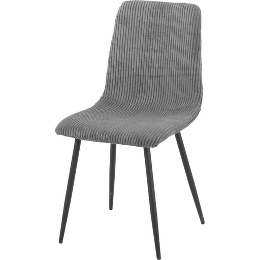 Chaise BOBBY pieds métal noir assise velours côtelé gris