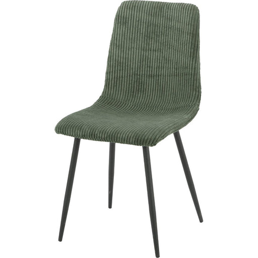 Chaise BOBBY pieds métal noir assise velours côtelé vert