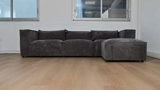 CANAPE MODULO 3+1 ANGLE UNIVERSEL CÔTELÉ GRIS 305x192cm