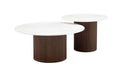 TABLE BASSE GIGOGNE MINA PIED BOIS NOYER PLATEAU CERAMIQUE BOIS BLANC 60x45cm + 80x38cm - image 2