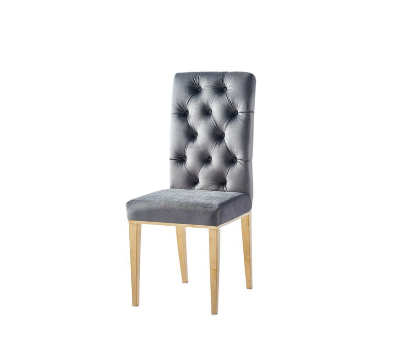 CHAISE NEVADA CAPITONNE AVEC BOUTONS GOLD VELOURS ANTHACITE - image 1