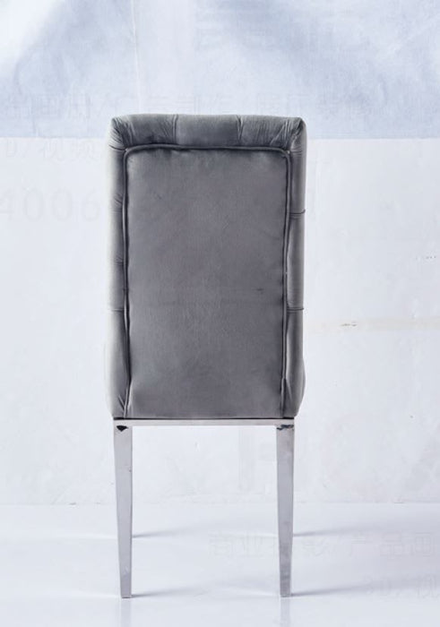 CHAISE NEVADA CAPITONNE AVEC BOUTONS CHROME VELOURS ANTHACITE