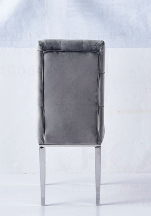 CHAISE NEVADA CAPITONNE AVEC BOUTONS CHROME VELOURS ANTHACITE - image 3