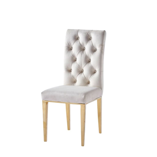 CHAISE NEVADA CAPITONNE AVEC BOUTONS GOLD BEIGE