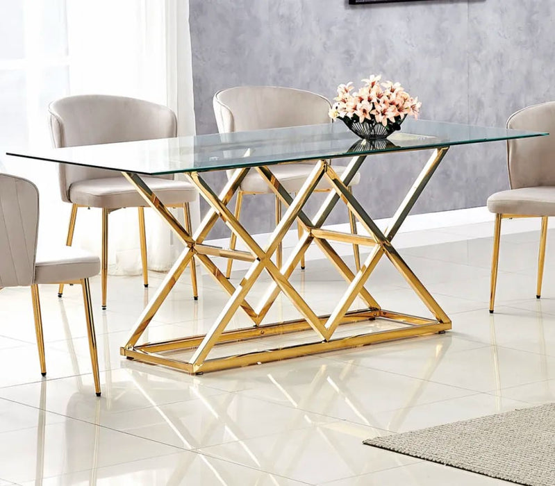 TABLE REPAS TRIANGLE GOLD TRANSPARENT 180x90cm - image 1