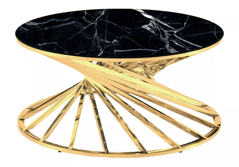 TABLE BASSE NAUTILUS GOLD MARBRE NOIR 80 CM - image 1