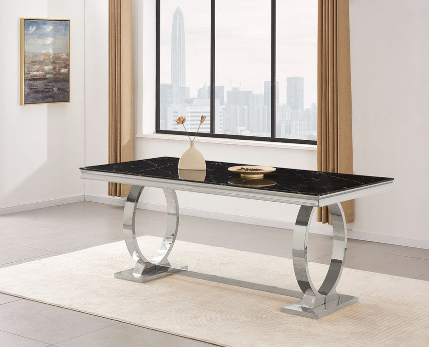 Table à manger 6 à 8 personnes OMEGA Chrome verre 180x90 cm - image 1